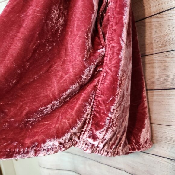 Free People Ivy Velvet Mini Dress Swing Flowy Boho Western Maroon Size XS/TP - Picture 6 of 16